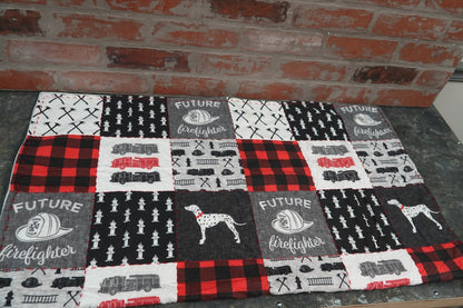 "The Future Firefighter" Blanket - White Fleece Backing - Box 31 Leatherworks