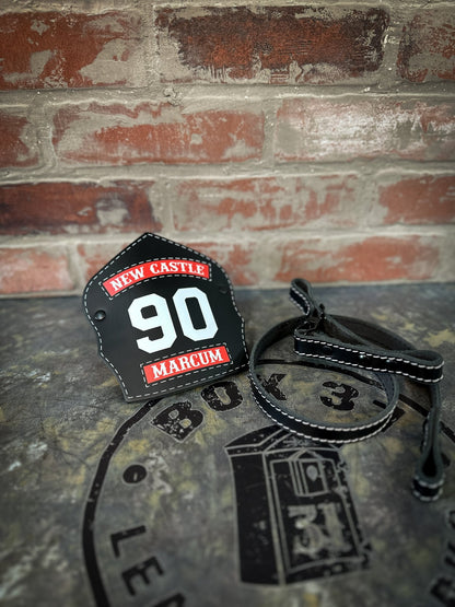 Traditional Panel Shield (1 - 1 Panel) Leather Helmet Front - Box 31 Leatherworks