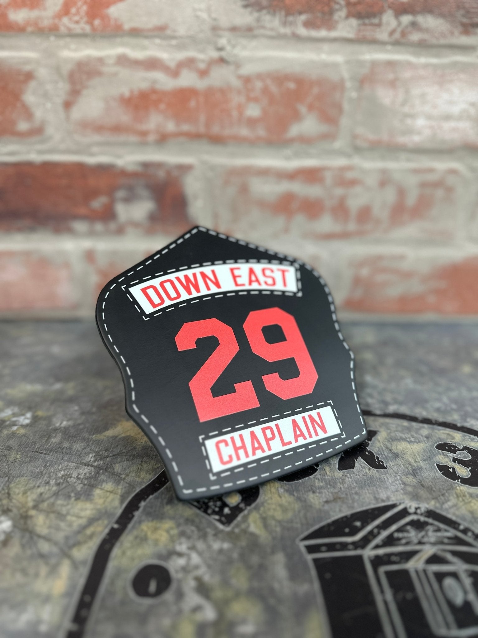 Traditional Panel Shield (1 - 1 Panel) Leather Helmet Front - Box 31 Leatherworks