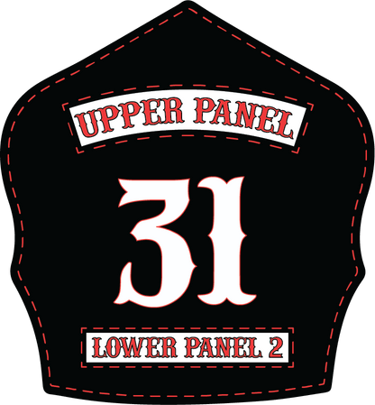 Traditional Panel Shield (1 - 1 Panel) Leather Helmet Front - Box 31 Leatherworks