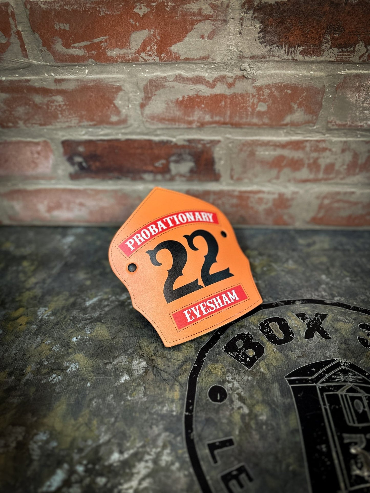 Traditional Panel Shield (1 - 1 Panel) Leather Helmet Front - Box 31 Leatherworks