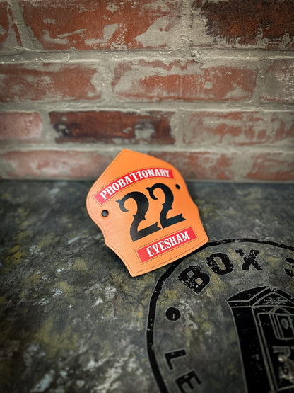 Traditional Panel Shield (1 - 1 Panel) Leather Helmet Front - Box 31 Leatherworks