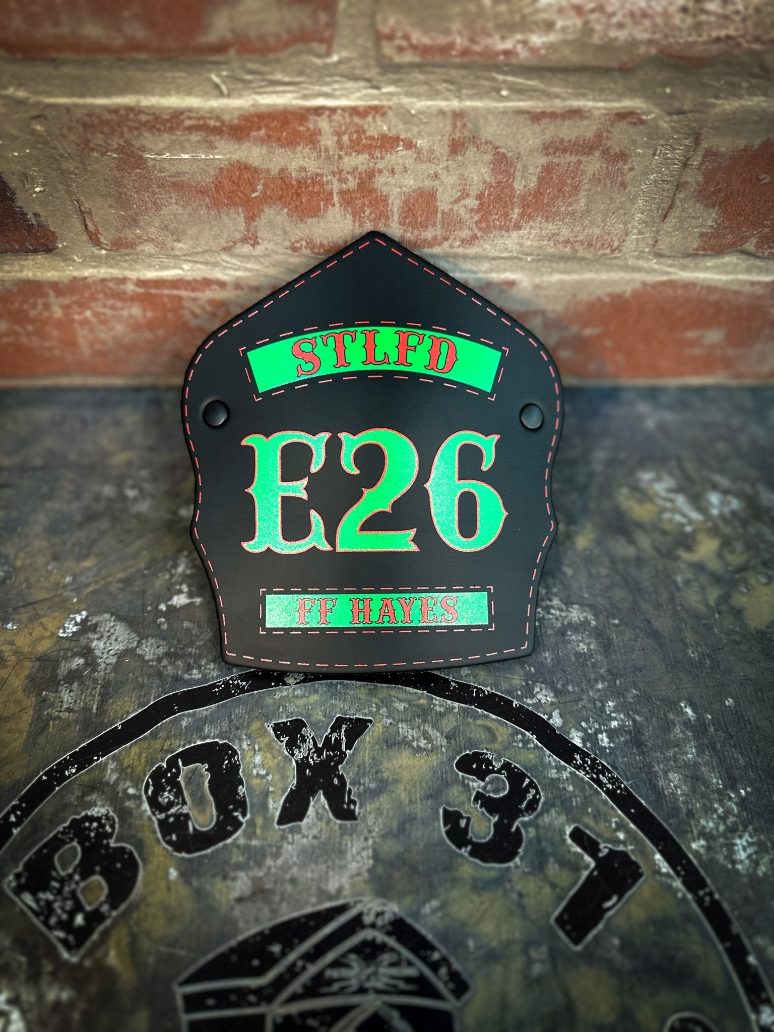 Traditional Panel Shield (1 - 1 Panel) Leather Helmet Front - Box 31 Leatherworks