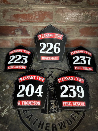 Traditional Panel Shield (1 - 1 Panel) Leather Helmet Front - Box 31 Leatherworks