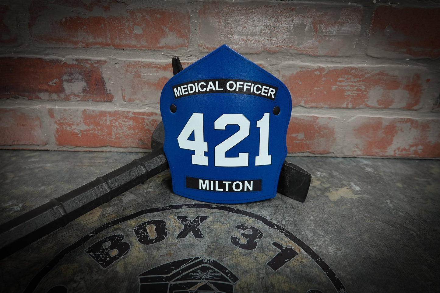 Traditional Panel Shield (1 - 1 Panel) Leather Helmet Front - Box 31 Leatherworks