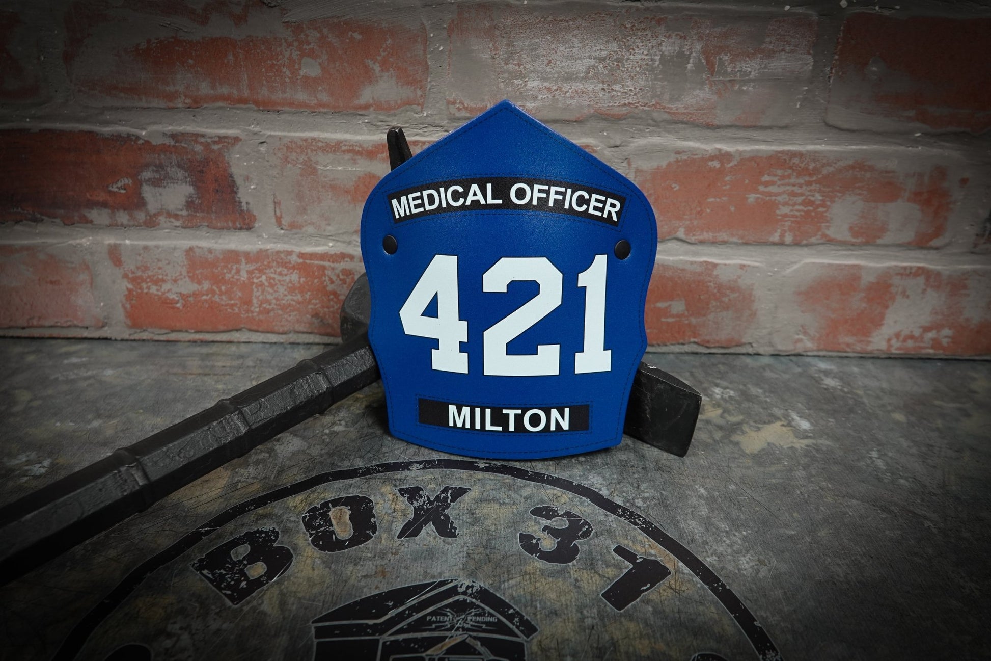 Traditional Panel Shield (1 - 1 Panel) Leather Helmet Front - Box 31 Leatherworks