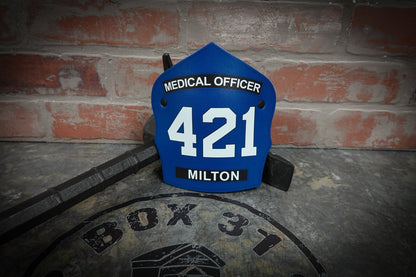 Traditional Panel Shield (1 - 1 Panel) Leather Helmet Front - Box 31 Leatherworks