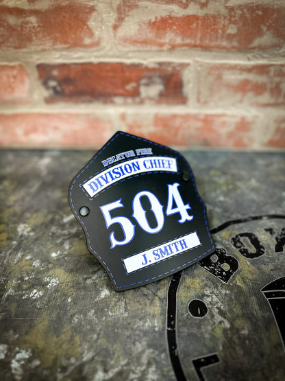 Traditional Panel Shield (1 - 1 Panel) Leather Helmet Front - Box 31 Leatherworks