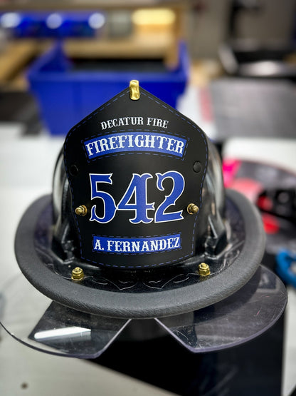 Traditional Panel Shield (1 - 1 Panel) Leather Helmet Front - Box 31 Leatherworks