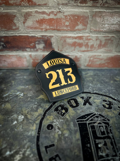 Traditional Panel Shield (1 - 1 Panel) Leather Helmet Front - Box 31 Leatherworks