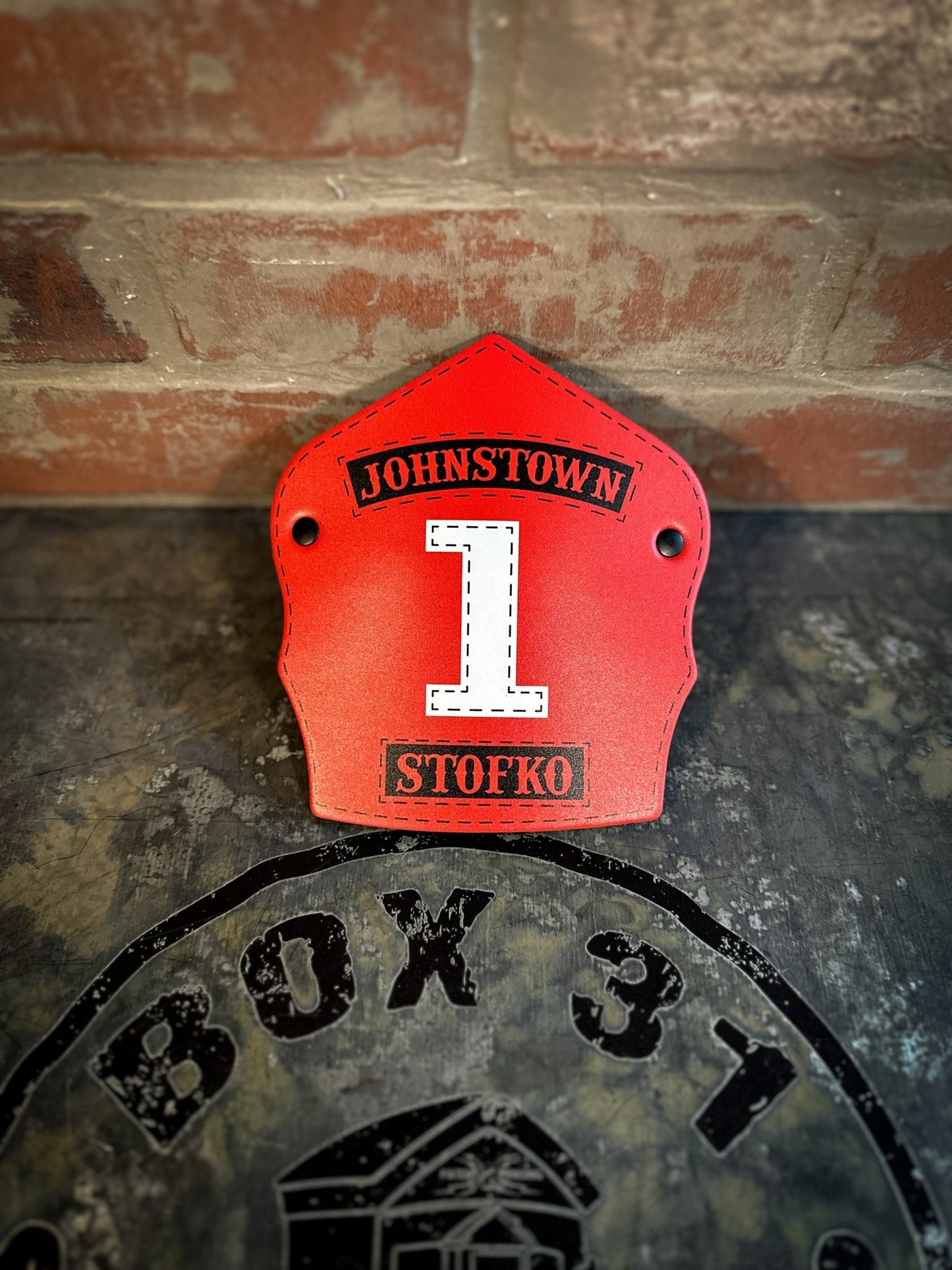 Traditional Panel Shield (1 - 1 Panel) Leather Helmet Front - Box 31 Leatherworks