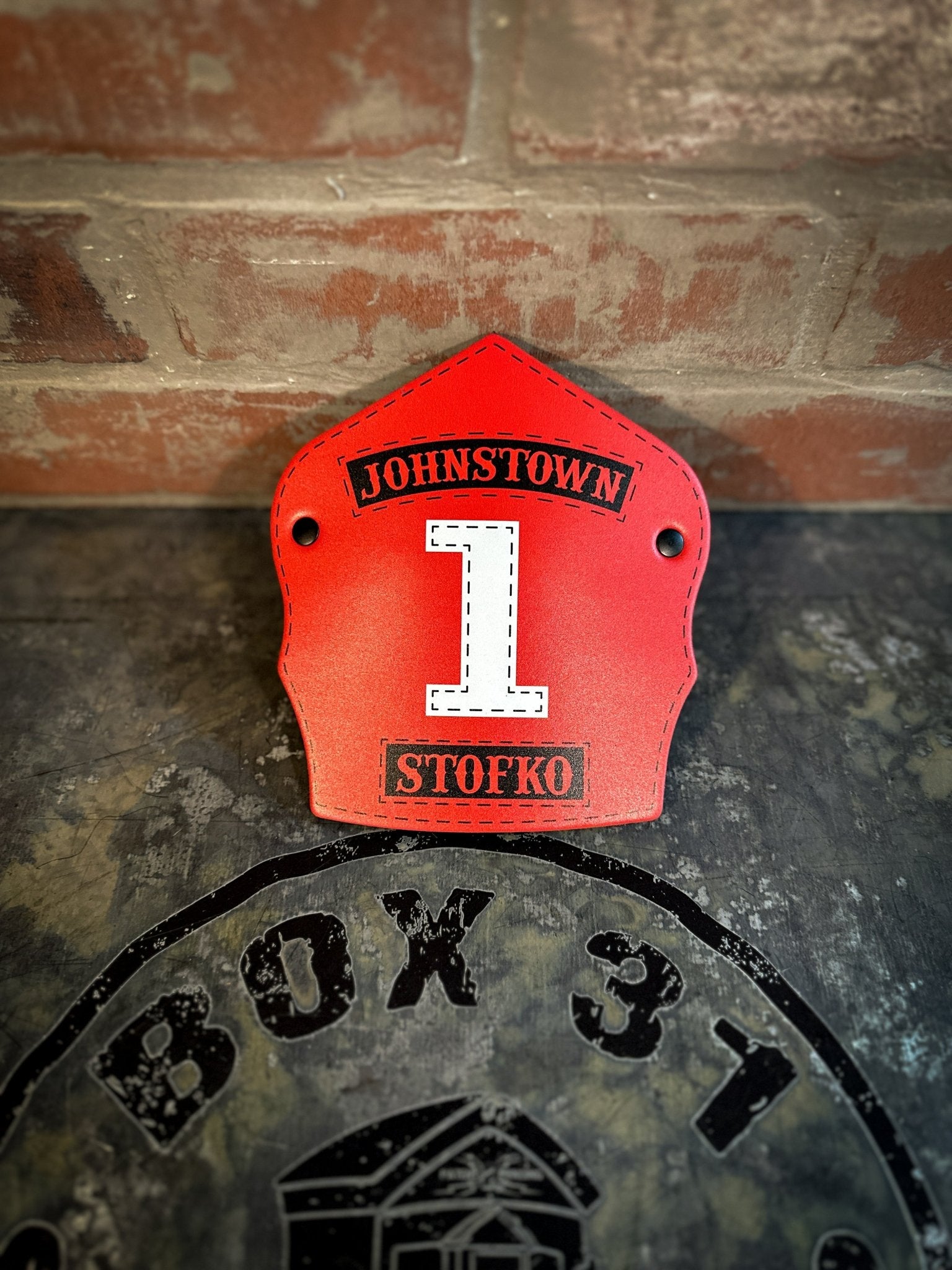 Traditional Panel Shield (1 - 1 Panel) Leather Helmet Front - Box 31 Leatherworks