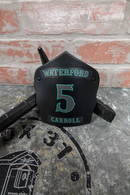 Traditional Panel Shield (1 - 1 Panel) Leather Helmet Front - Box 31 Leatherworks