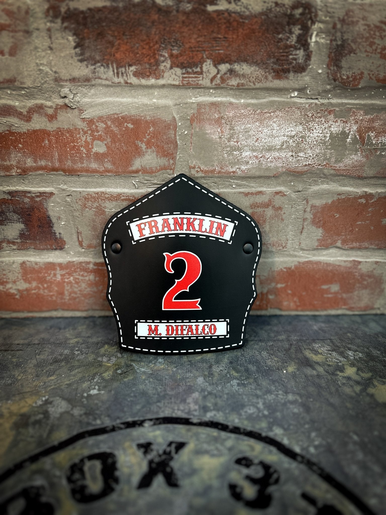 Traditional Panel Shield (1 - 1 Panel) Leather Helmet Front - Box 31 Leatherworks