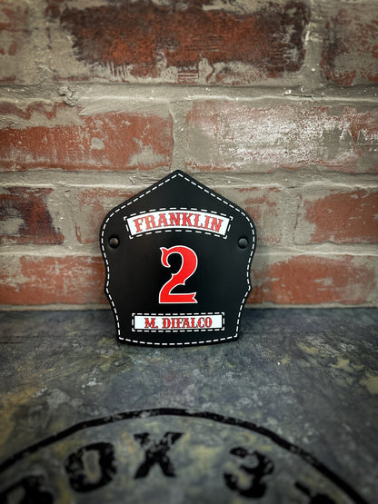 Traditional Panel Shield (1 - 1 Panel) Leather Helmet Front - Box 31 Leatherworks