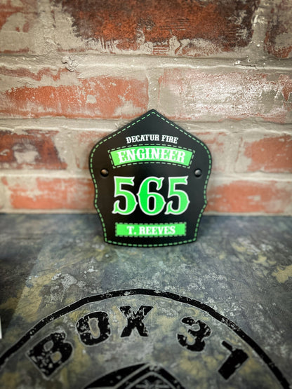 Traditional Panel Shield (1 - 1 Panel) Leather Helmet Front - Box 31 Leatherworks