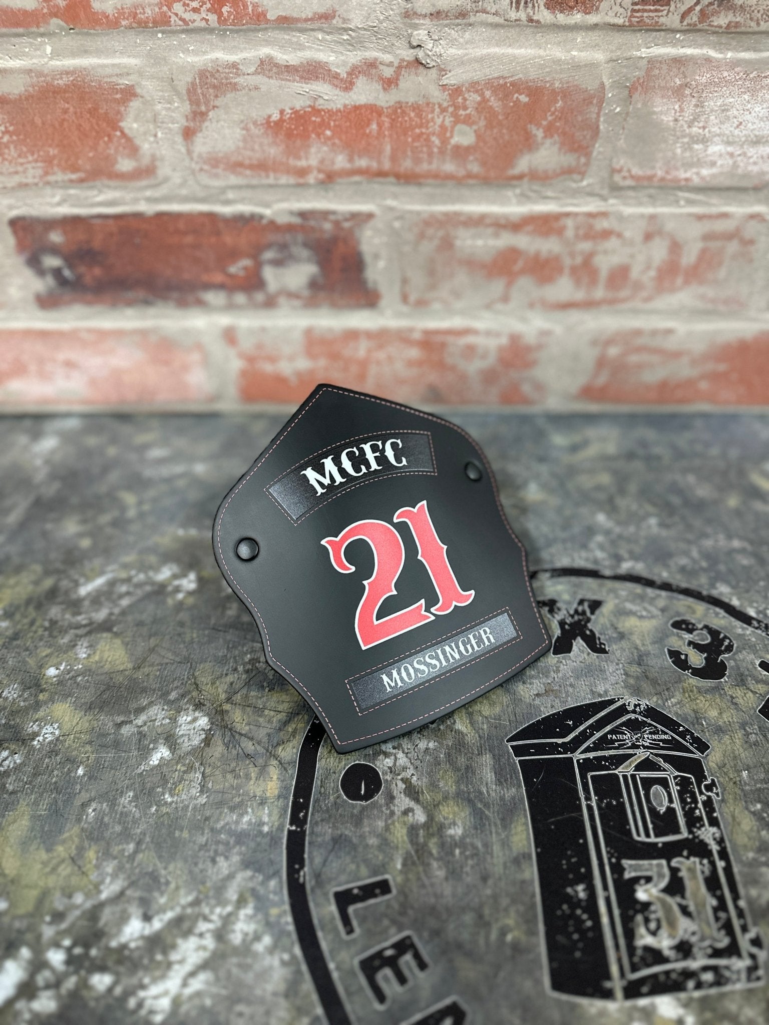 Traditional Panel Shield (1 - 1 Panel) Leather Helmet Front - Box 31 Leatherworks