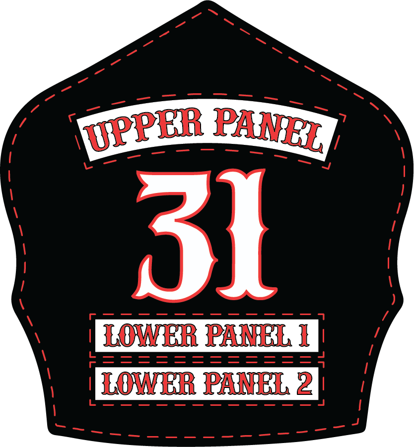 Traditional Panel Shield (1 - 2 Panel) Leather Helmet Front - Box 31 Leatherworks