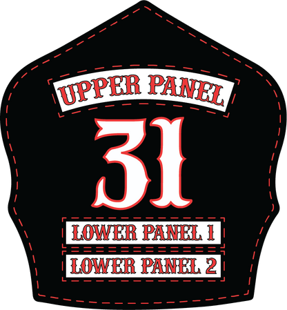 Traditional Panel Shield (1 - 2 Panel) Leather Helmet Front - Box 31 Leatherworks