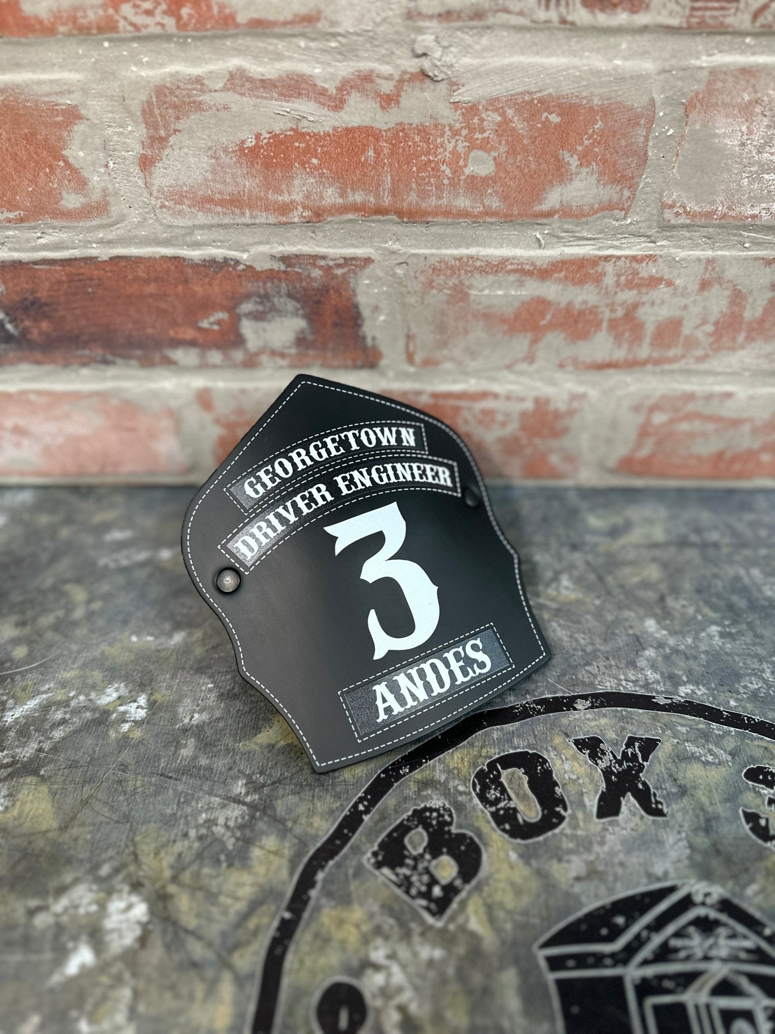 Traditional Panel Shield (2 - 1 Panel) Leather Helmet Front - Box 31 Leatherworks