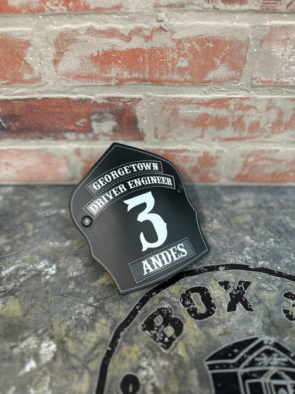 Traditional Panel Shield (2 - 1 Panel) Leather Helmet Front - Box 31 Leatherworks