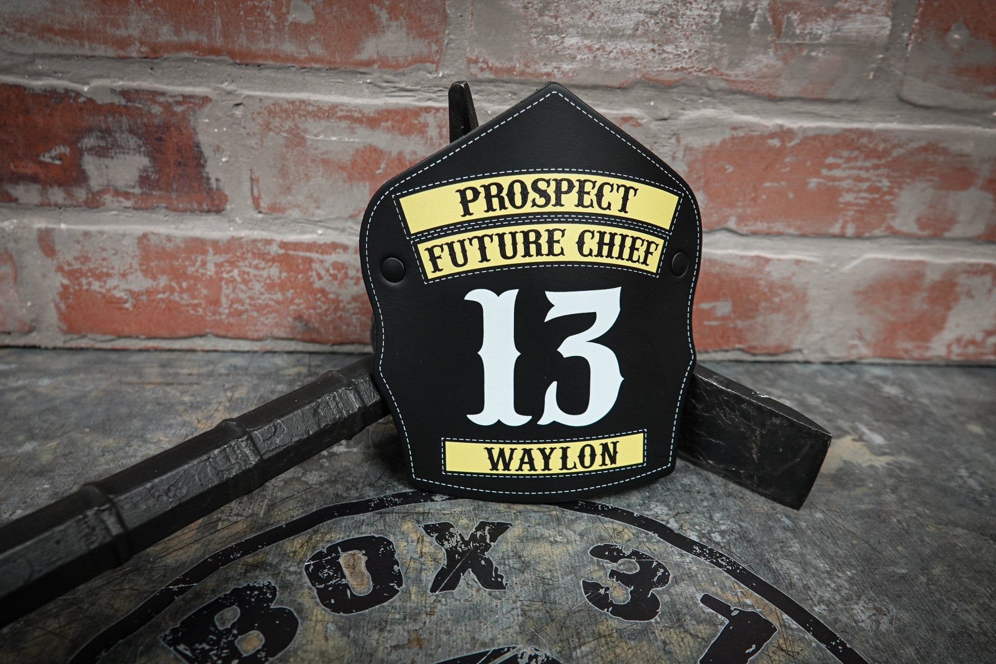 Traditional Panel Shield – Leather Helmet Front | Box 31 Leatherworks