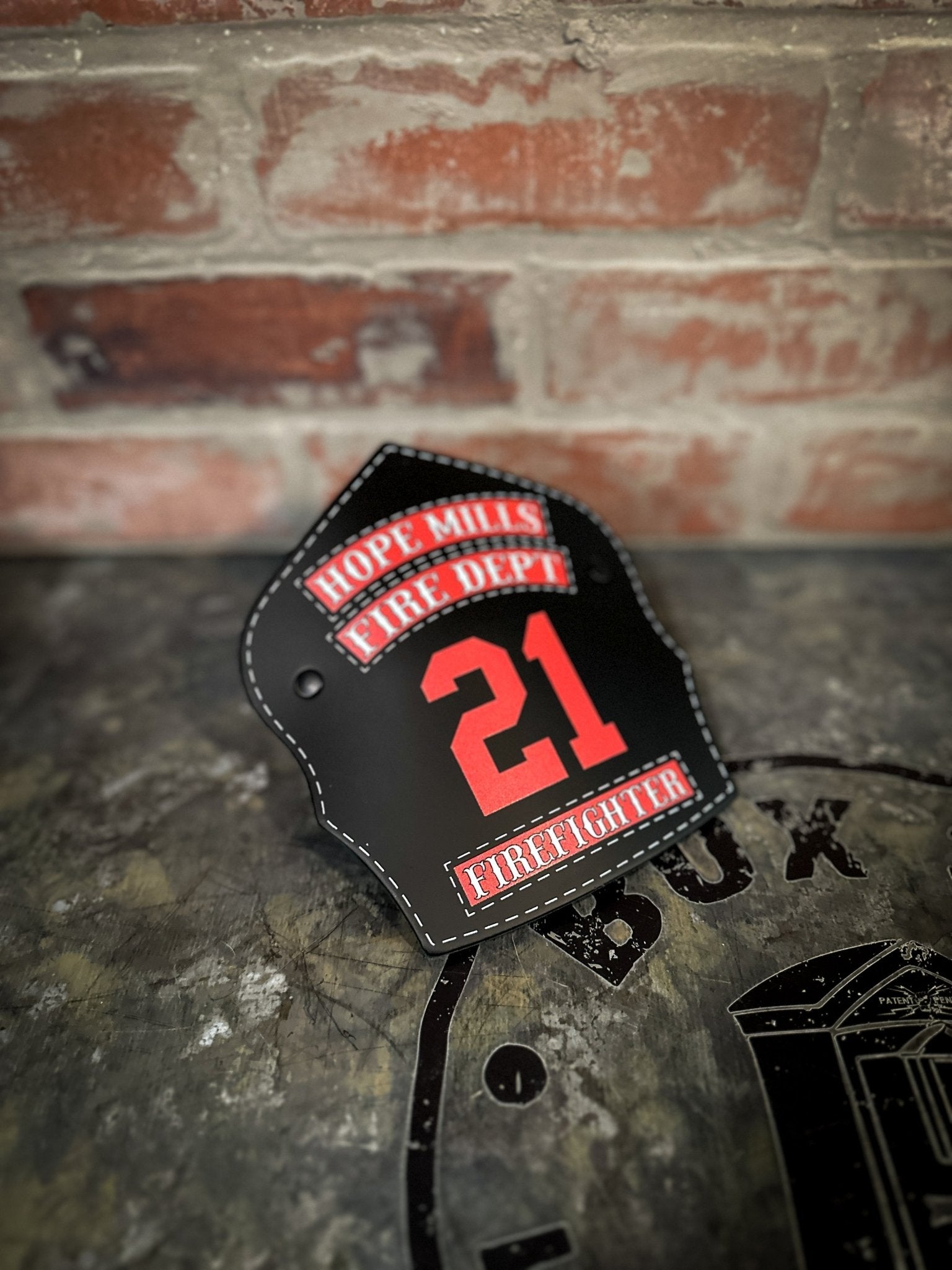 Traditional Panel Shield – Leather Helmet Front | Box 31 Leatherworks