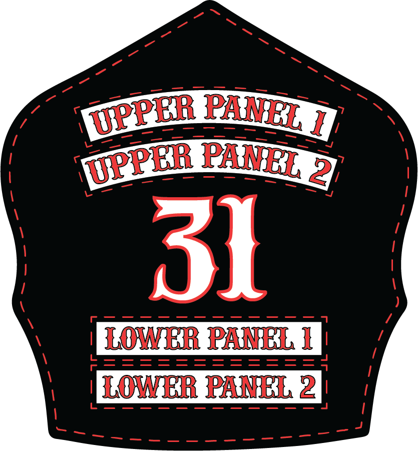 Traditional Panel Shield – Leather Helmet Front (2 - 2 Panel) - Box 31 Leatherworks