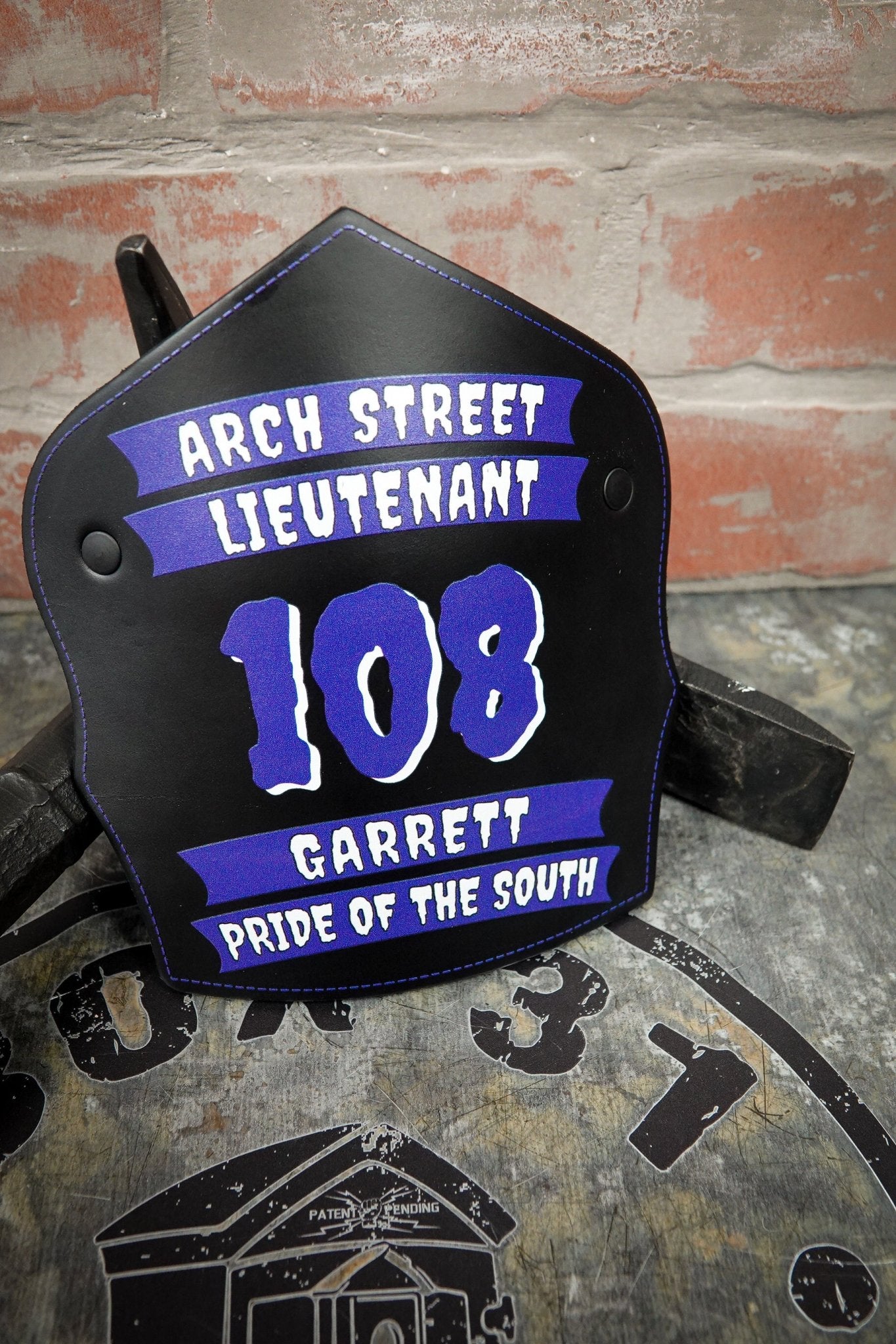 Traditional Panel Shield – Leather Helmet Front (2 - 2 Panel) - Box 31 Leatherworks