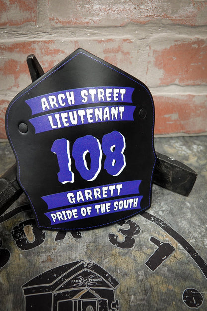 Traditional Panel Shield – Leather Helmet Front (2 - 2 Panel) - Box 31 Leatherworks