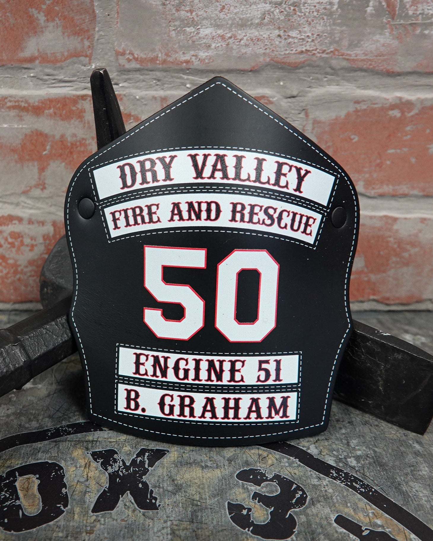 Traditional Panel Shield – Leather Helmet Front (2 - 2 Panel) - Box 31 Leatherworks