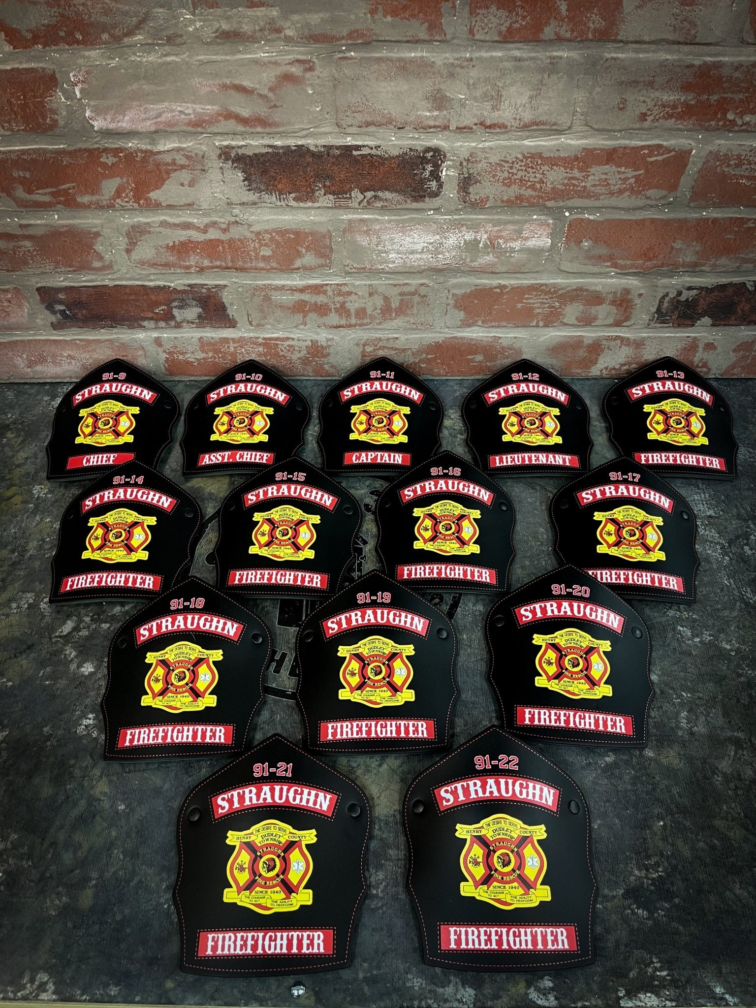 Traditional Shield - Custom Designed Leather Helmet Front - Box 31 Leatherworks