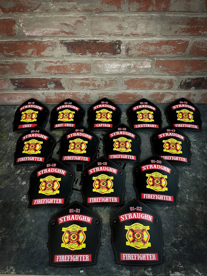 Traditional Shield - Custom Designed Leather Helmet Front - Box 31 Leatherworks