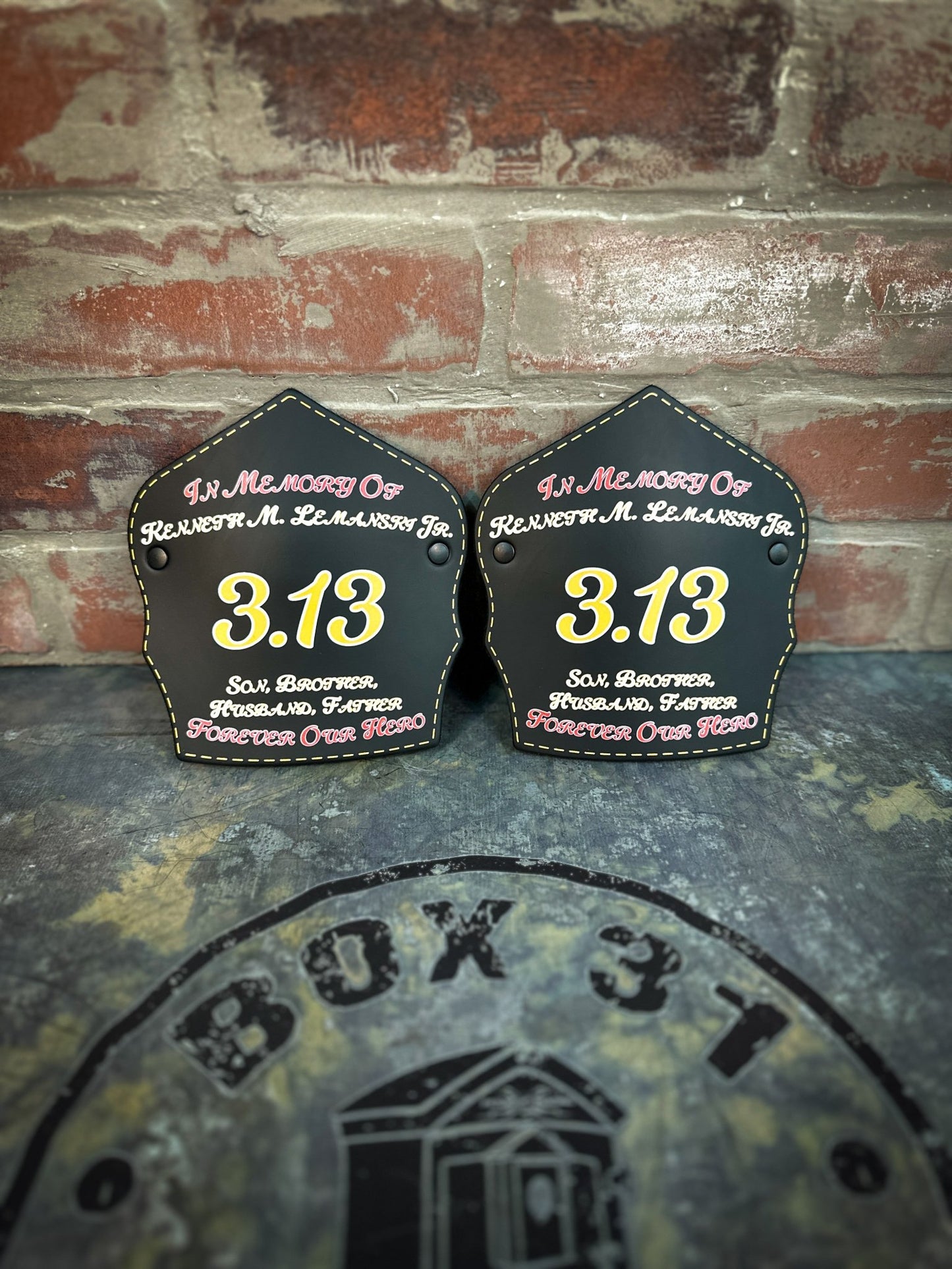 Traditional Shield - Custom Designed Leather Helmet Front - Box 31 Leatherworks