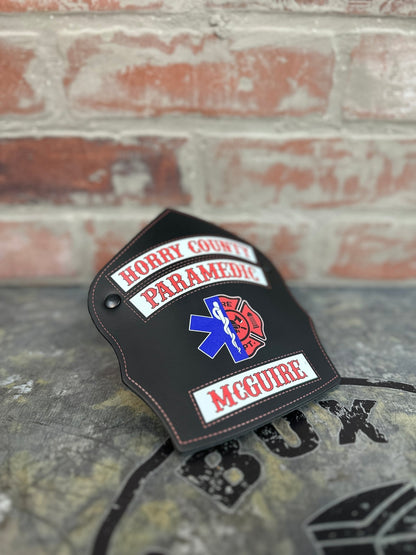 Traditional Shield - Custom Designed Leather Helmet Front - Box 31 Leatherworks