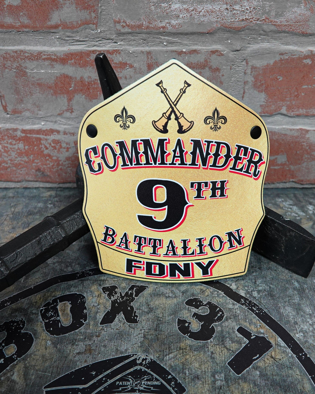 Traditional Shield - Custom Designed Leather Helmet Front - Box 31 Leatherworks