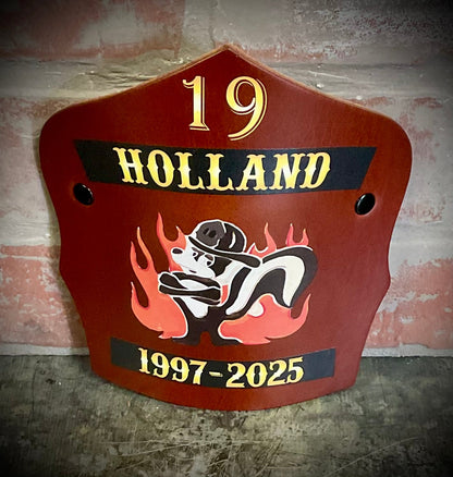 Traditional Shield - Custom Designed Leather Helmet Front - Box 31 Leatherworks