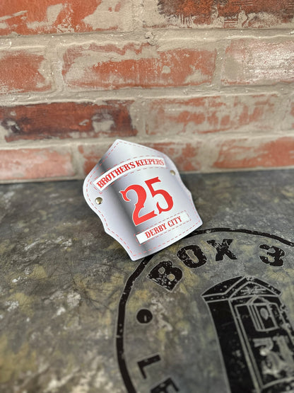 Traditional Shield - Custom Designed Leather Helmet Front - Box 31 Leatherworks