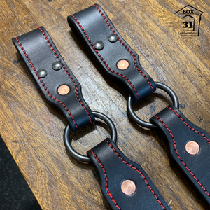 Rustic Smoke Leather X-Back Suspenders for Firefighters by Fully